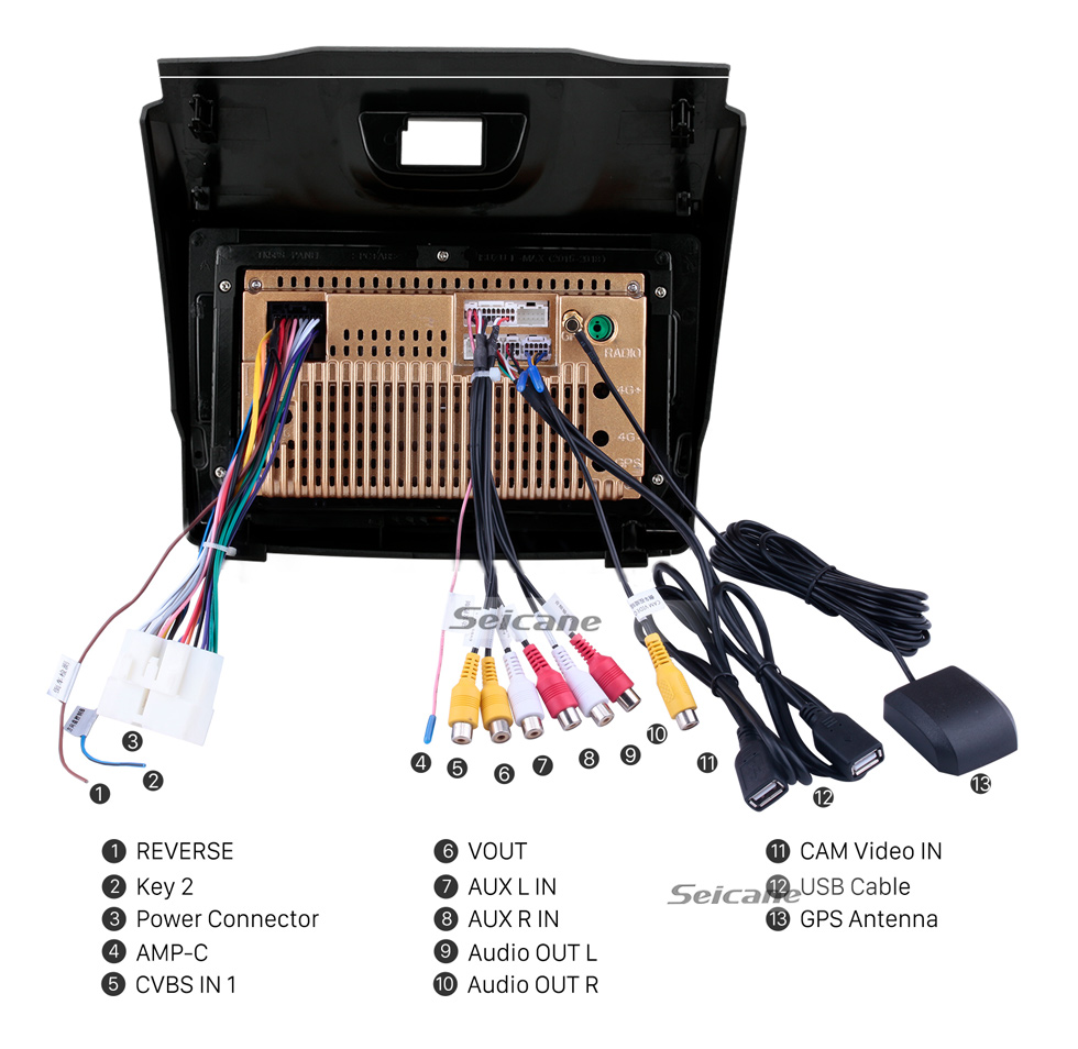 Seicane 9 inch for 2012-2016 2017 2018 Chevy Chevrolet TrailblazerS10 ISUZU D-Max DMax Android 13.0 Radio GPS navigation system HD 1024*600 touch screen Bluetooth DVR Rearview camera OBD2 TV WIFI Steering Wheel Control USB Mirror link 