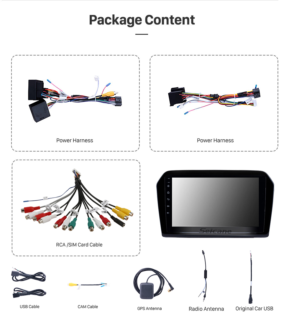 Seicane 9 pouces 2012-2015 VW Volkswagen Jetta HD à écran tactile Android 13.0 Système de navigation GPS Support Bluetooth Radio FM / AM / RDS Carplay WIFI OBD II