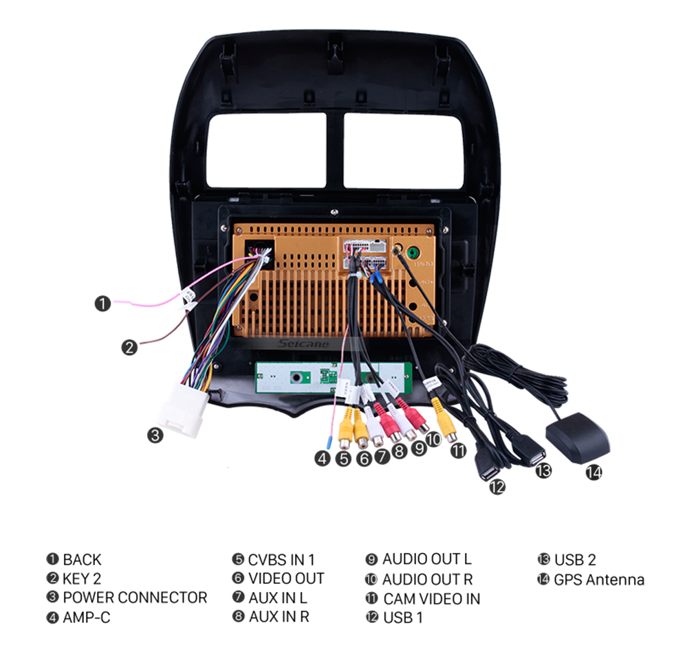 Seicane OEM Android 13.0 Radio Lecteur DVD Système de navigation GPS pour 2010-2013 Mitsubishi ASX avec écran tactile Mirror Link OBD2 DVR Caméra de recul TV 1080P Vidéo WIFI Commande au volant Bluetooth USB SD