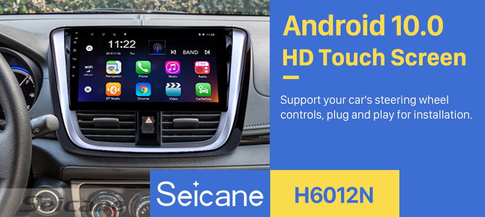 Seicane 10.1 inch 2014 2015 2016 2017 TOYOTA VIOS Yaris Android 13.0 HD Touchscreen Radio Head Unit GPS Navigation System Support Bluetooth OBD II DVR  WIFI Rear view camera 