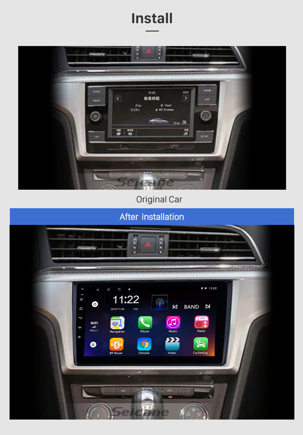 Seicane OEM 9 polegada 2018 Volkswagen Universal Android 10.0 HD Touch Screen Sistema de Navegação GPS Suporte de Rádio TPM DVR 3G WiFi Carplay Controle Remoto Bluetooth