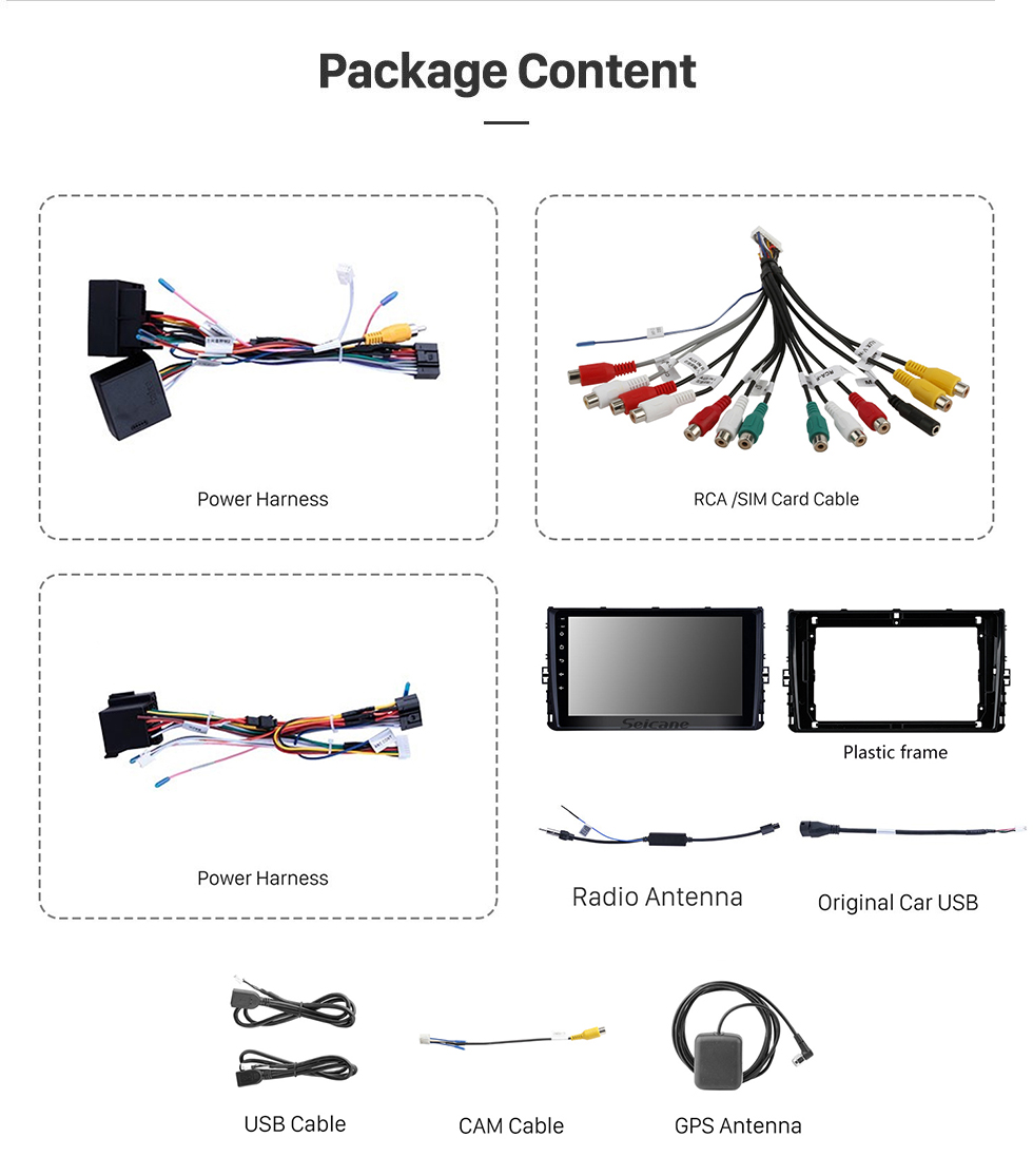 Seicane OEM 9 pulgadas 2018 VW Volkswagen Universal Android 10.0 HD Pantalla táctil GPS Sistema de navegación GPS Soporte de radio TPM DVR 3G WiFi Carplay Control remoto Bluetooth