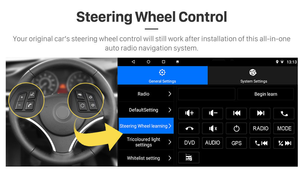 Seicane Unidad principal de Android con pantalla táctil 8-core de 9 pulgadas para 2009-2013 Nueva Navegación GPS Estéreo con Radio Vela con Bluetooth WIFi