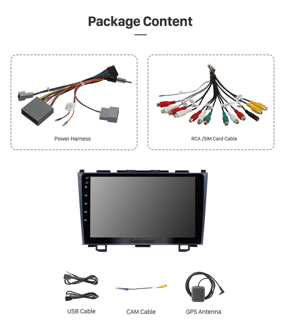 Seicane 2006 2007 2008-2011 Honda CRV 9 inch Android 13.0 HD Touchscreen Radio GPS Navigation Bluetooth USB WIFI OBD2 Rearview Camera Mirror Link