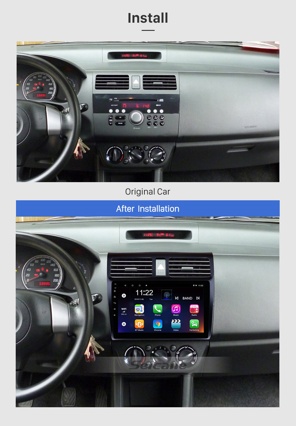 Seicane 10.1 inch for 2005-2010 Suzuki Swift Android 10.0 HD Touch Screen GPS Navigation Radio Digital TV Mirror Link 3G Wifi Bluetooth Music Steering Wheel Control 