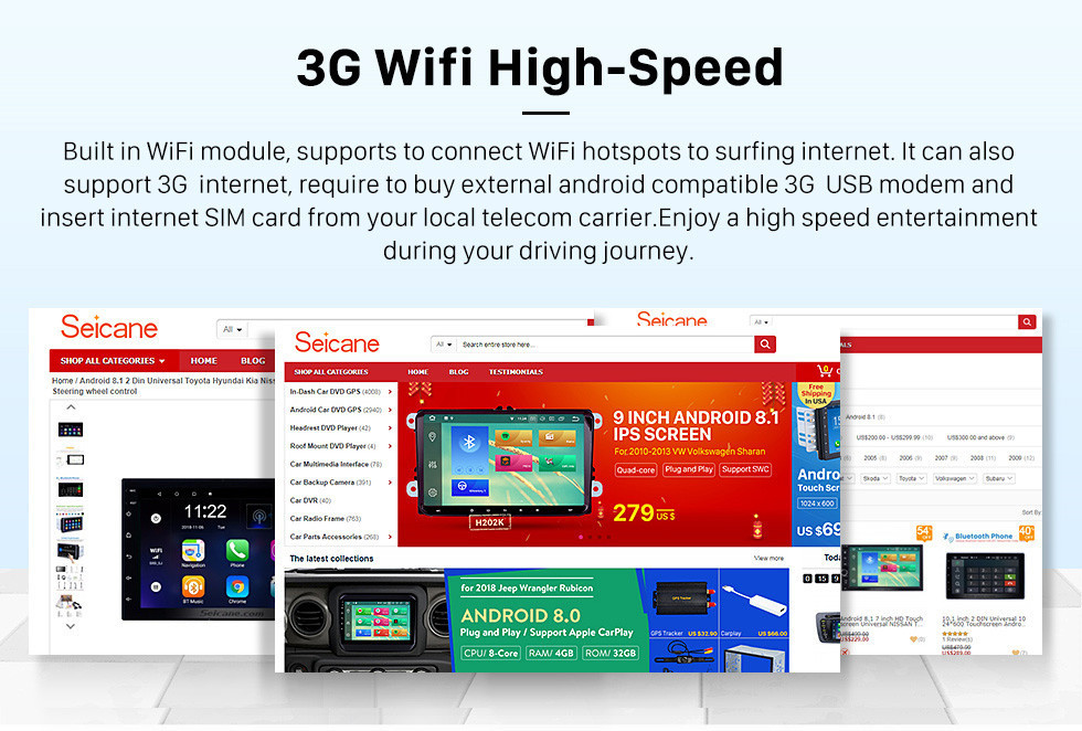 Seicane 10,1 дюйма для 2005-2010 годов Suzuki Swift Android 10.0 HD с сенсорным экраном GPS-навигация Радио Цифровое телевидение Зеркальная связь 3G Wi-Fi Bluetooth Музыка Управление рулевого колеса
