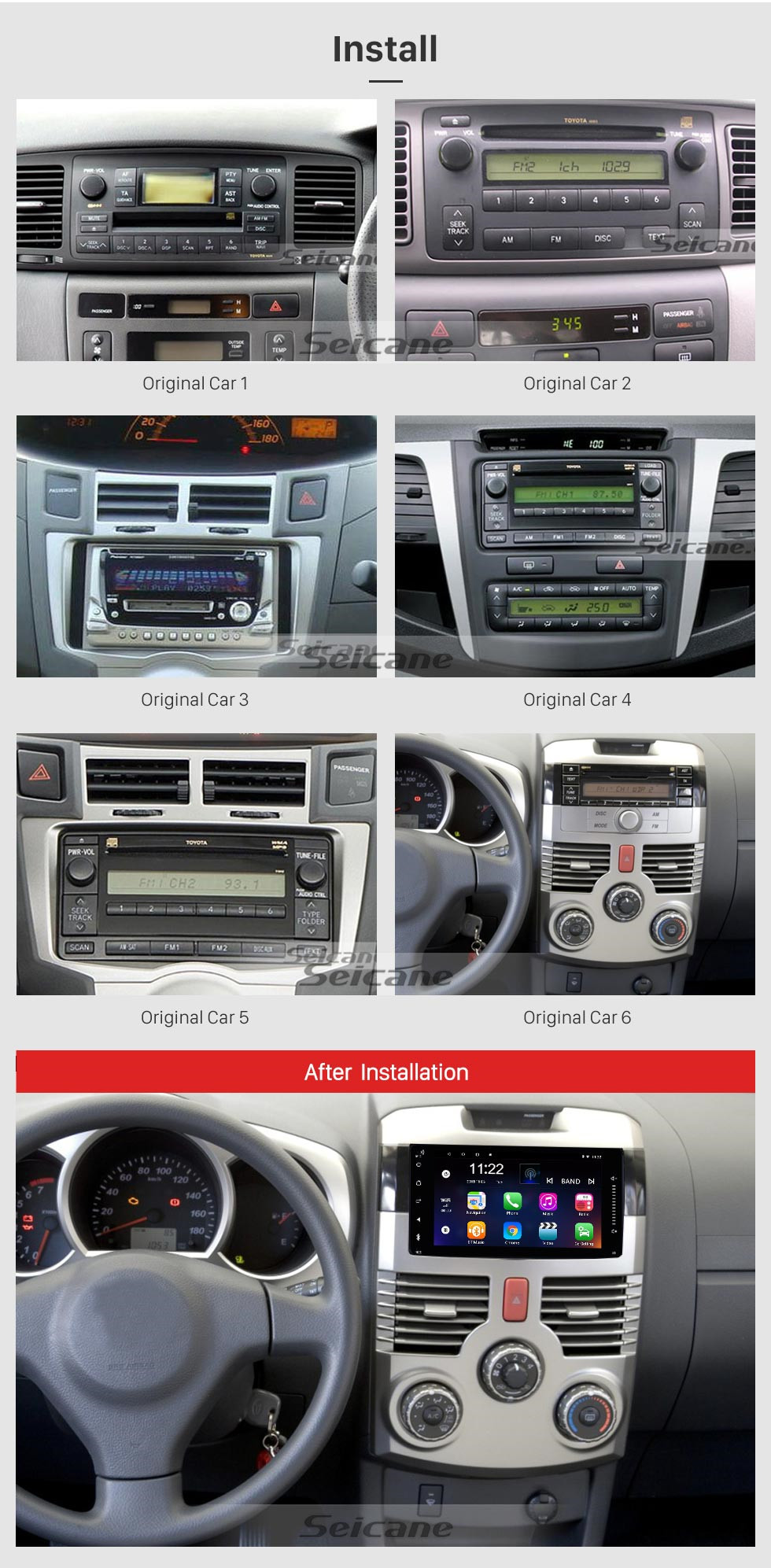 Seicane 7 pouces Android 10.0 TOYOTA HIACE universel HD à écran tactile Radio système de navigation GPS Soutien Bluetooth Carplay OBD2 DVR 3G WiFi Contrôle au volant