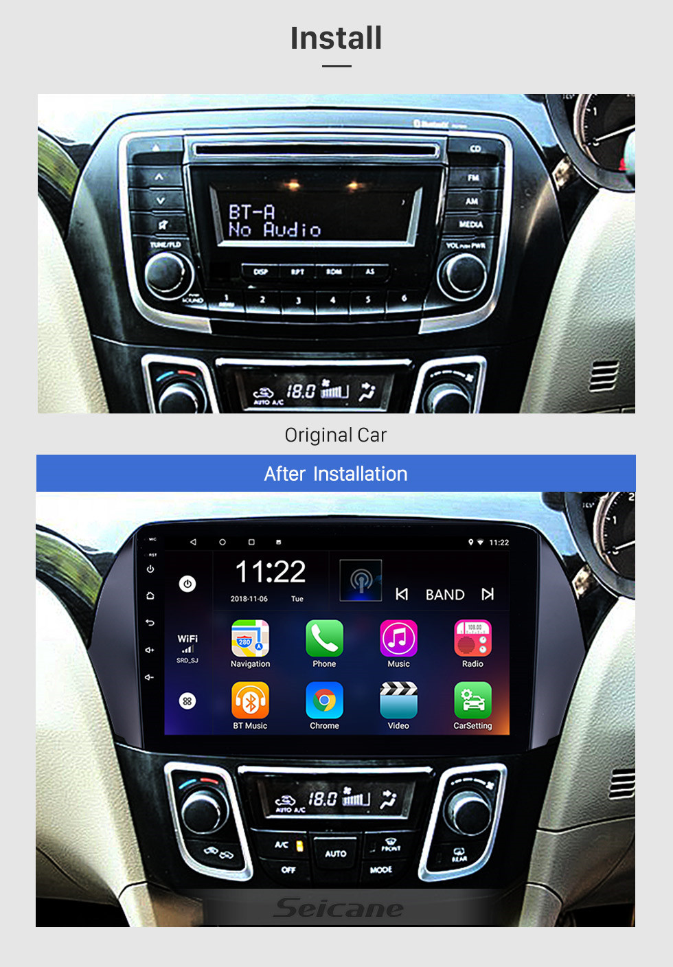 Seicane 9 Zoll Android 10.0 HD Touchscreen GPS-Navigationssystem für 2016 Suzuki Alivio Bluetooth-Funkfernsteuerung