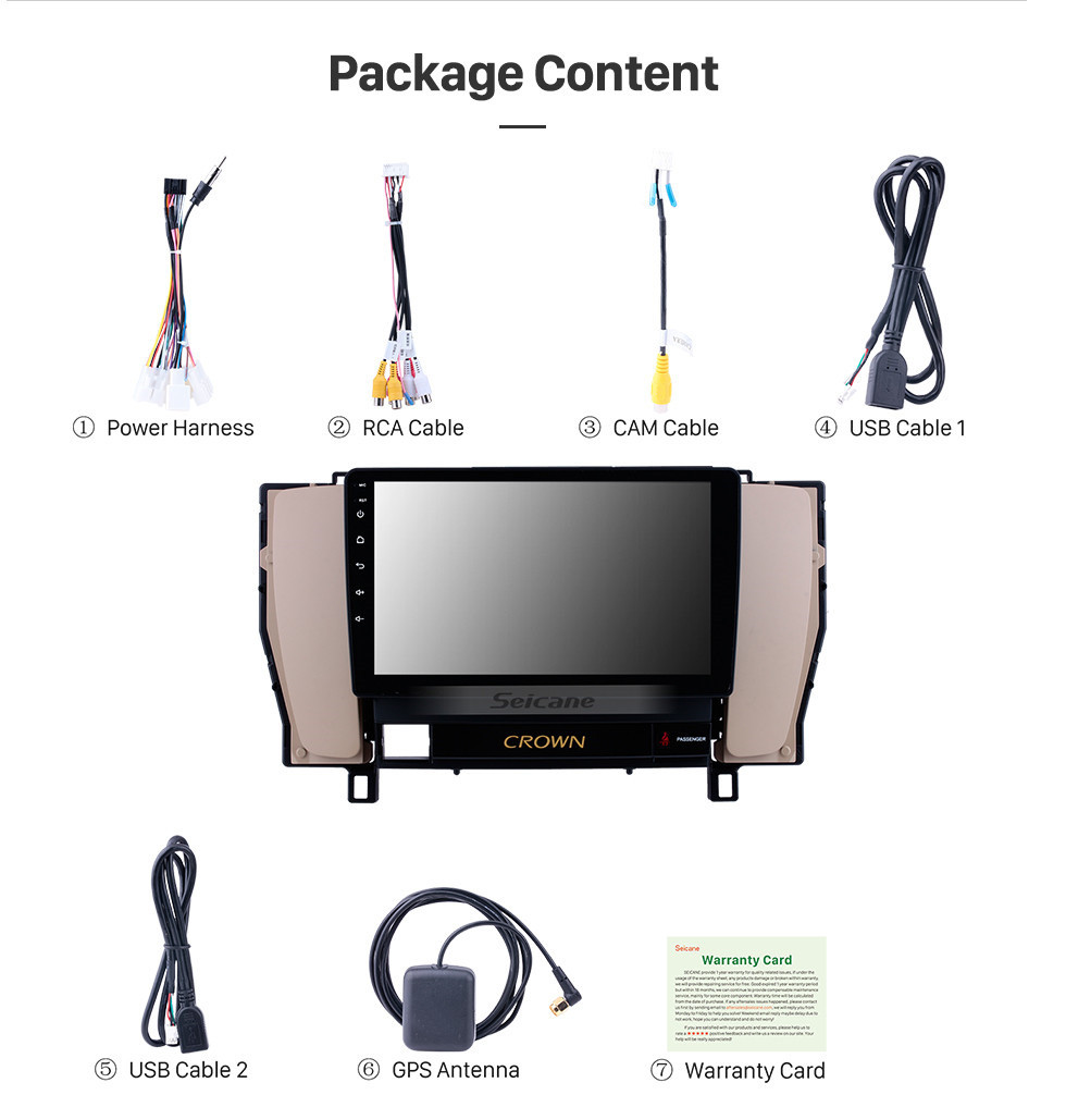 Seicane 9 pulgadas Android 10.0 sistema de navegación GPS Radio de pantalla táctil Para 2010-2014 Toyota corona antigua LHD Bluetooth PMS DVR OBD II USB Cámara trasera Control del volante