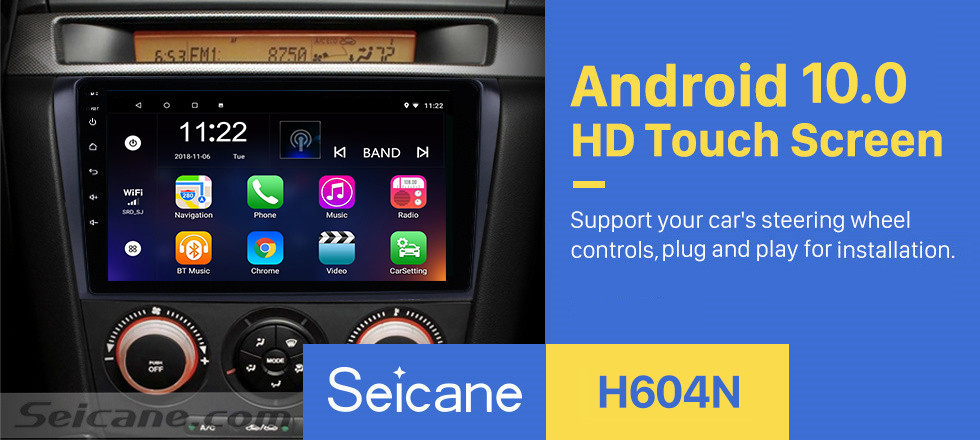 Seicane 9 Zoll 2004 2005 2006-2009 Mazda 3 Android 8.1 GPS-Navigationsauto-Radio Bluetooth Unterstützung USB SD 3G WIFI Unterstützungskamera DVR OBD2 Lenkradsteuerung Seicane 9 Zoll 2004 2005 2006-2009 Mazda 3 Android 8.1 GPS-Navigationsauto-Radio Bluetooth Unterstützung USB SD 3G WIFI Unterstützungskamera DVR OBD2 Lenkradsteuerung
