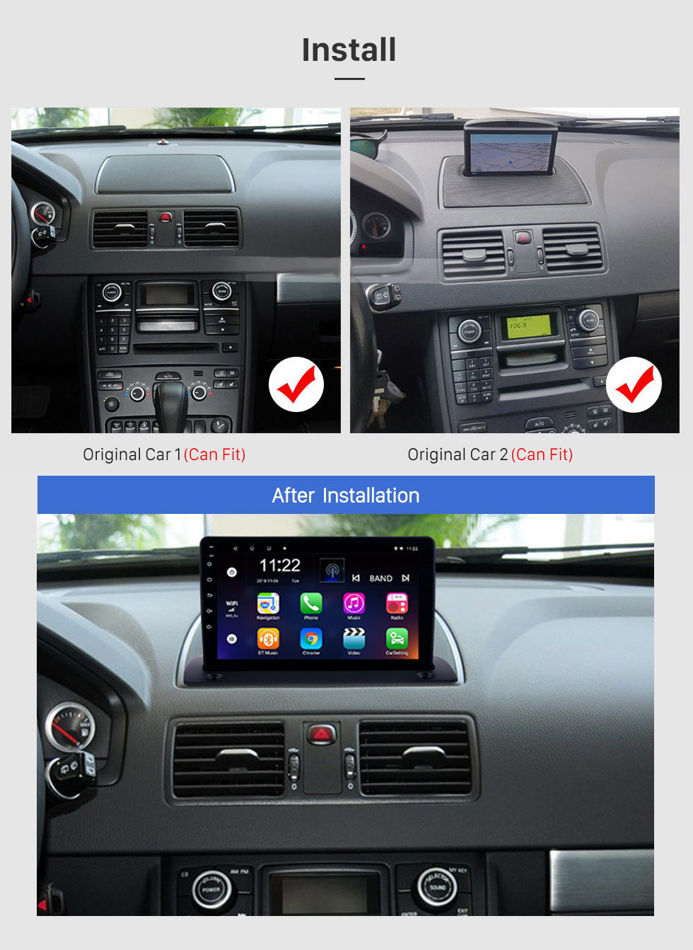 Seicane für 2004-2014 Volvo XC90 Android 10.0 9-Zoll-HD-Touchscreen-Radio GPS-Navigation mit Bluetooth WIFI USB-Unterstützung DVR OBD2 TPMS-Rückfahrkamera