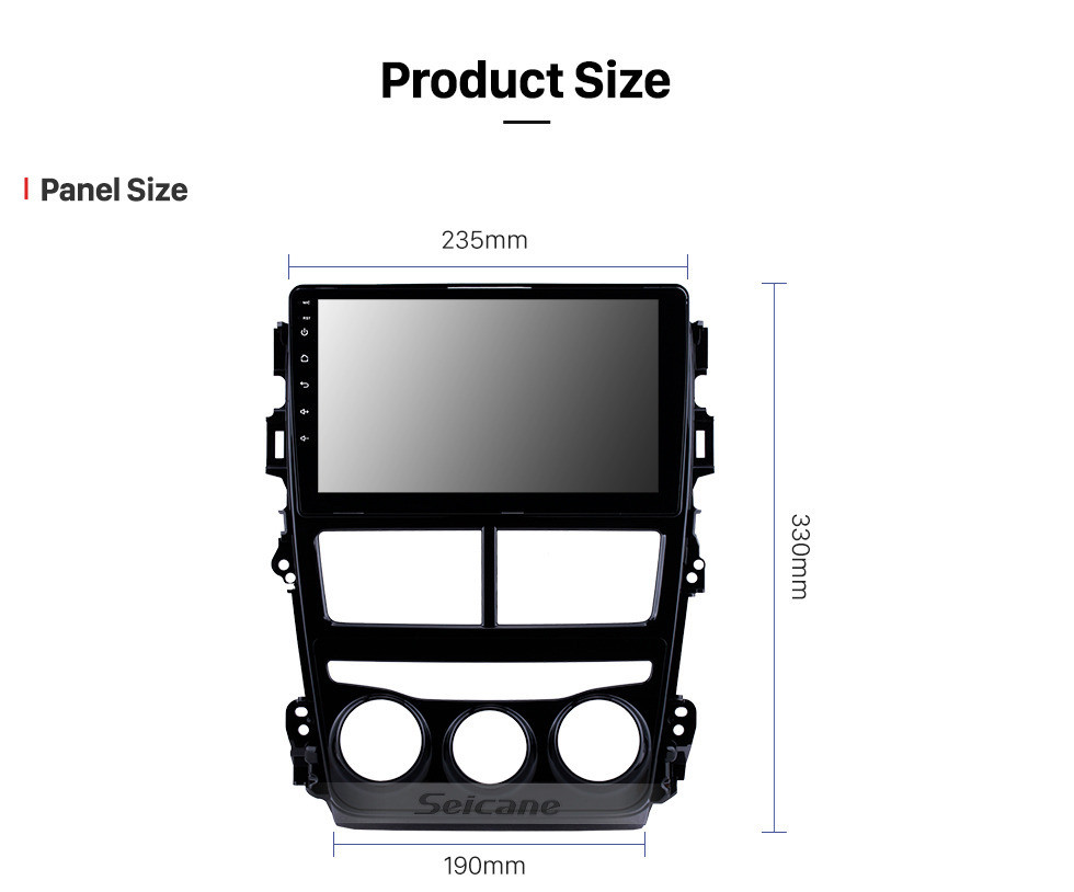 Seicane Aftermarket Android 10.0 Navegação GPS 9 polegadas HD Touchscreen Estéreo para 2018 Toyota Vios / Yaris LHD Manual Condicionador de Ar Música USB Bluetooth Wifi Câmera de Backup Câmera Controle Volante DVR