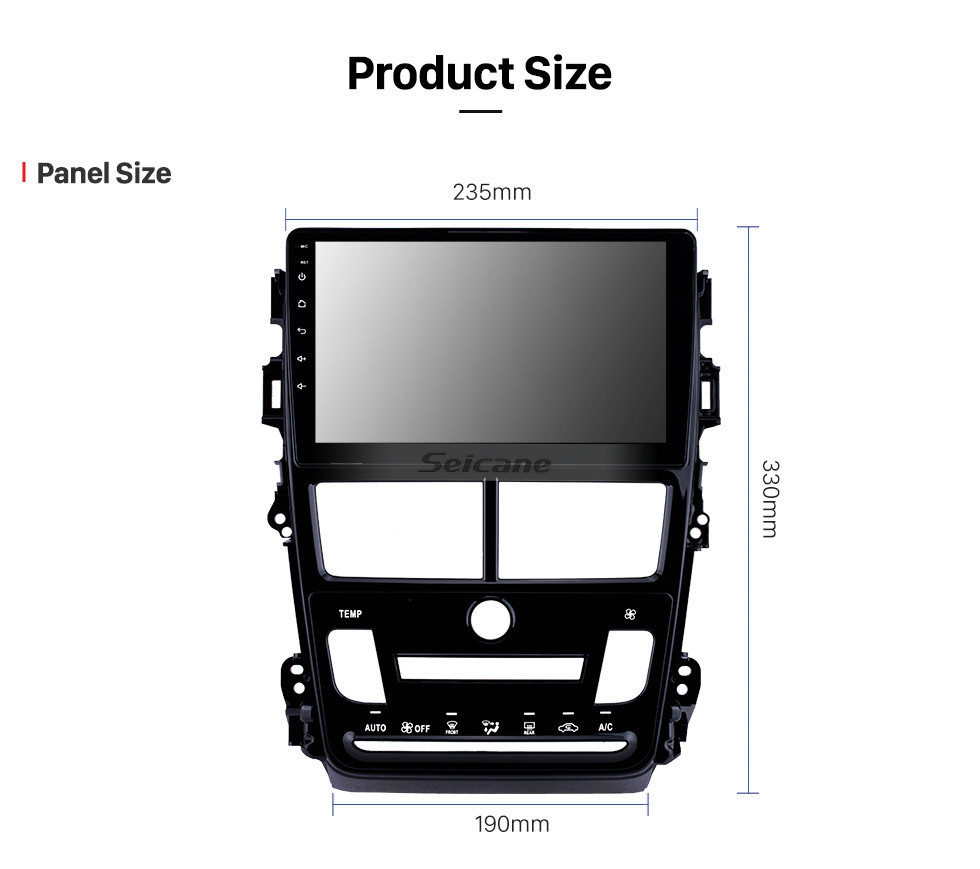Seicane Barato 9 polegadas Android 10.0 Rádio Navegação GPS para 2018 Toyota Vios / Yaris Auto Ar Condicionado 1024 * 600 Touchscreen Quad-core Bluetooth suporte DVR 3G WIFI OBD2 Câmera Retrovisor