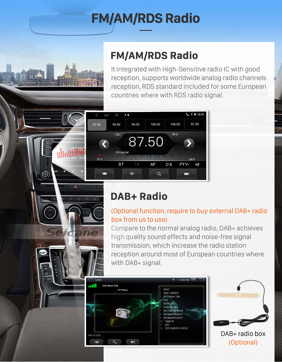 Seicane 7 polegadas Android 10.0 2 DIN Touchscreen Radio para Universal Toyota Hyundai Kia Nissan Volkswagen Suzuki Honda Sistema de navegação GPS Câmera de backup de música Bluetooth