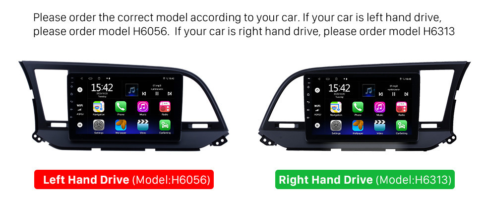 Seicane 9 inch HD Touchscreen Android 13.0 Radio GPS Navi head unit Replace for 2016 Hyundai Elantra LHD Support USB WIFI Radio Bluetooth Mirror Link DVR OBD2 TPMS Aux