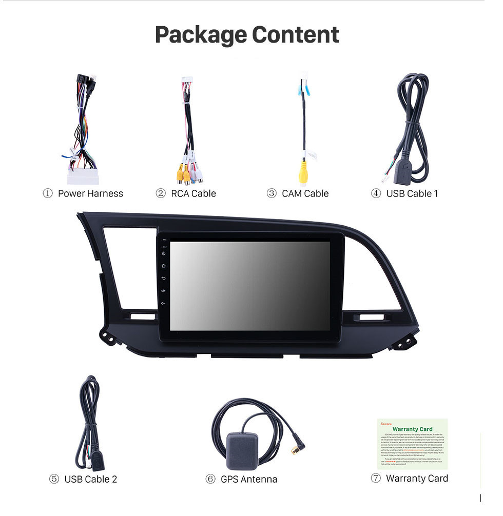 Seicane Pantalla táctil HD de 9 pulgadas Android 10.0 Radio GPS Navi unidad principal Reemplazo para 2016 Hyundai Elantra LHD Soporte USB WIFI Radio Bluetooth Mirror Link DVR OBD2 TPMS Aux