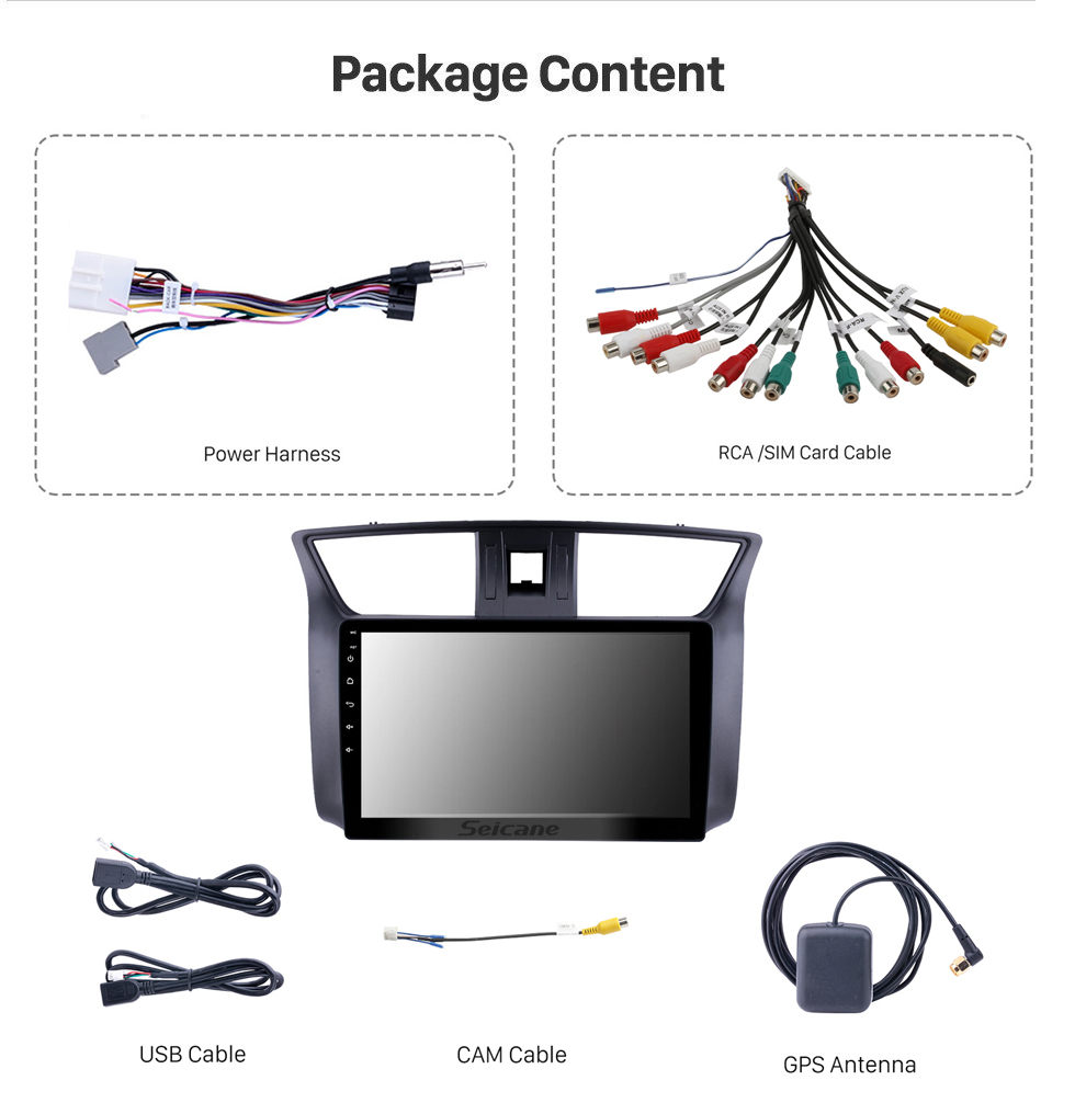 Seicane 10.1 pulgadas 2012-2016 Nissan Sylphy Android 10.0 HD Pantalla táctil GPS Navi unidad principal Radio USB Bluetooth Soporte WIFI Mirror Link DVR OBD2 TPMS Aux