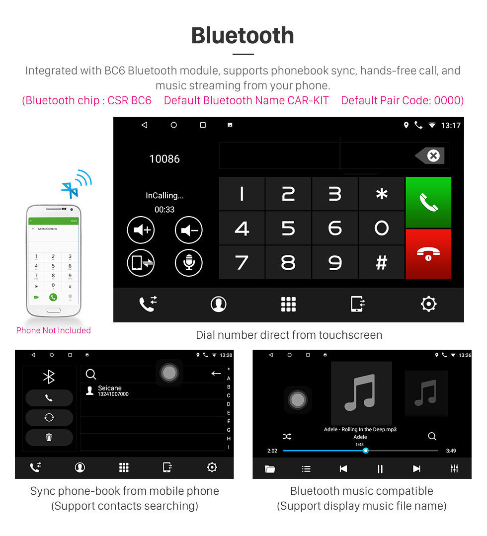 Seicane Radio à écran tactile HD de 9 pouces Navigation GPS 2015 TOYOTA Sienna Android 13.0 Autoradio avec Wifi Bluetooth Musique Caméra de recul Commande au volant