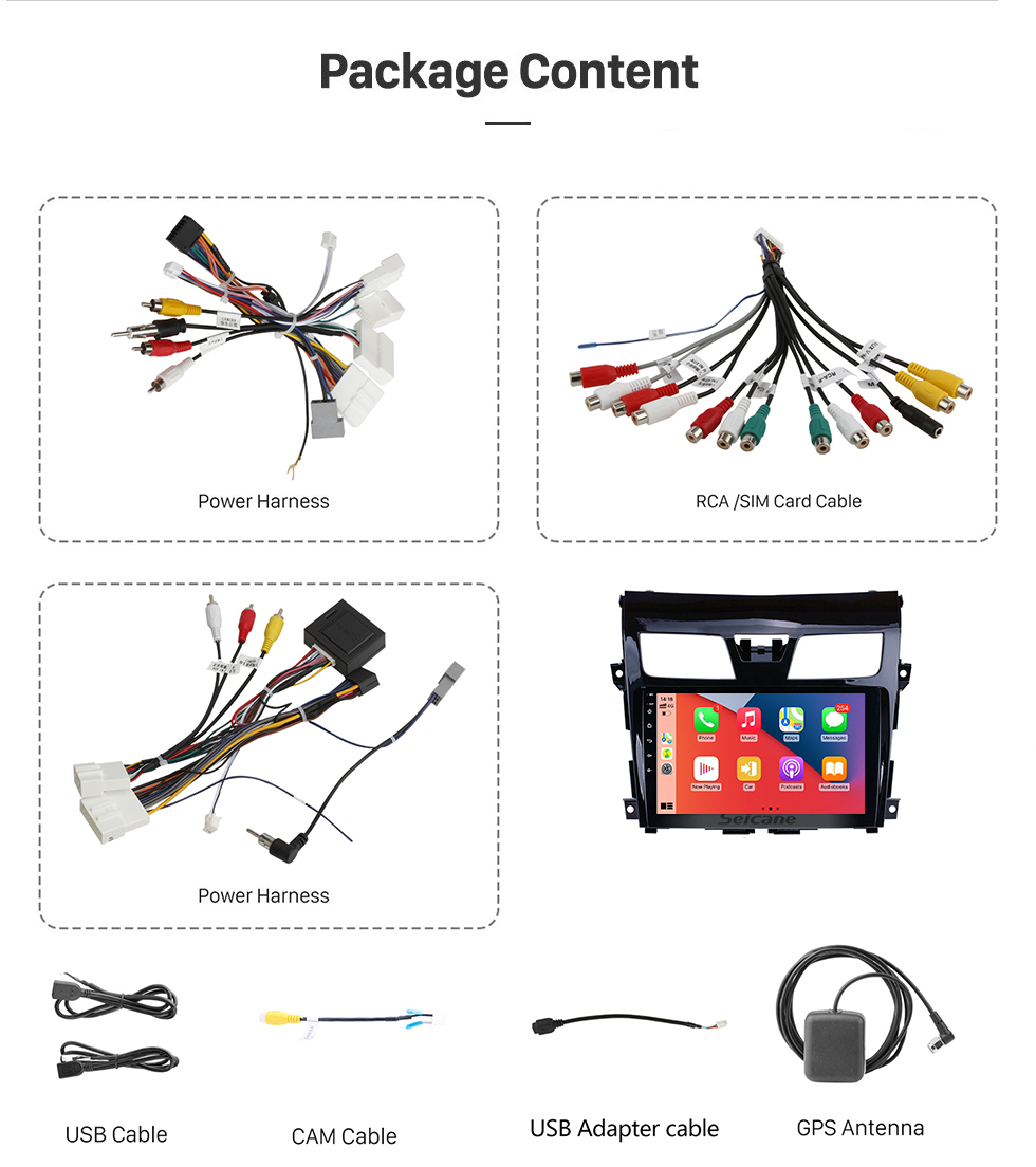 Seicane 10.1 pulgadas Aftermarket Android 13.0 HD Pantalla táctil Sistema de navegación GPS para 2013 2014 2015 2016 2017 NISSAN TEANA ALTIMA con USB Bluetooth Radio Soporte WiFi DVR OBD II Cámara trasera Control del volante