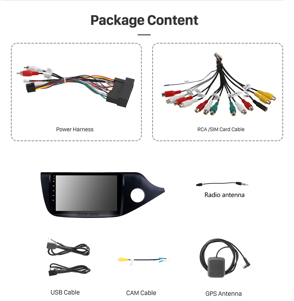 Seicane 9 inch Android Touch screen Radio for 2012-2017 Kia Ceed Bluetooth GPS Navigation WIFI Rearview Camera 1080P Steering Wheel Control 