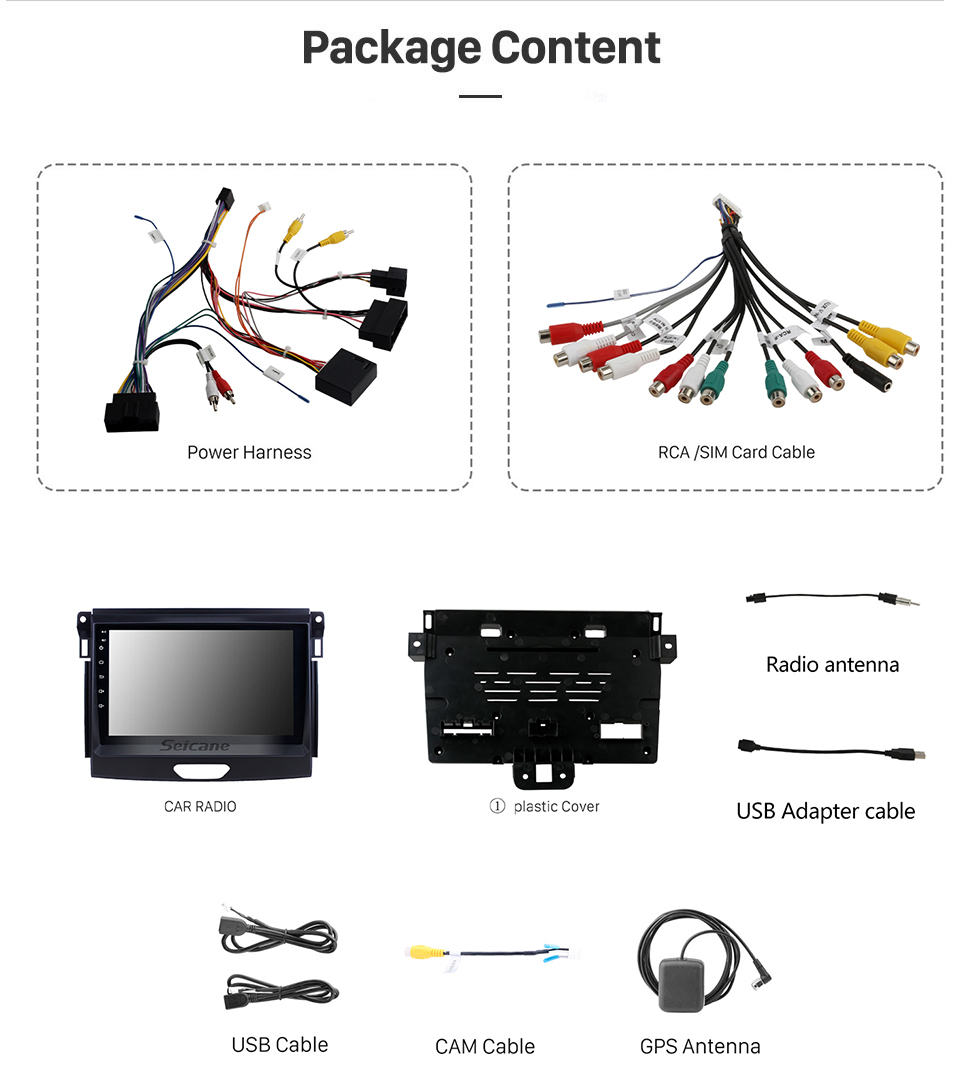 Seicane Android 12.0 9 Zoll Touchscreen GPS Navigationsradio für 2015 Ford Ranger mit USB WIFI Bluetooth Musik AUX Unterstützung Carplay Digital TV TPMS SWC