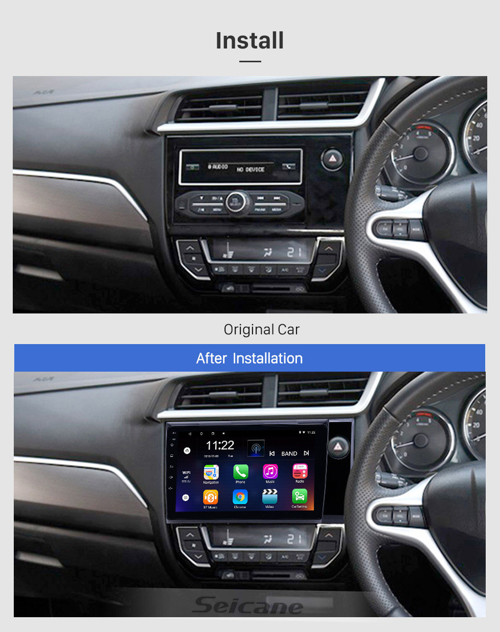 Seicane OEM 9 pulgadas Android 10.0 Radio para 2015-2017 Honda BRV RHD Bluetooth HD Pantalla táctil Soporte de navegación GPS Carplay Cámara trasera