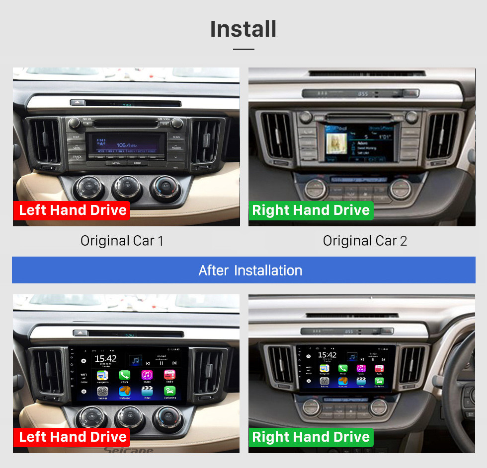 Seicane All-in-One 9-Zoll-Touchscreen Android 13.0 Radio für 2013-2018 Toyota RAV4 Linkslenker 3G WiFi Bluetooth Musik-TV-Tuner AUX Lenkradsteuerung