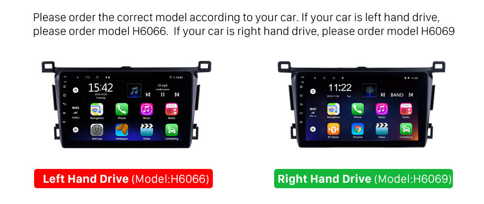 Seicane Tout-en-un 9 pouces écran tactile Android 13.0 Radio pour 2013-2018 Toyota RAV4 conducteur gauche 3G WiFi Bluetooth Musique Tuner TV AUX Commande au volant