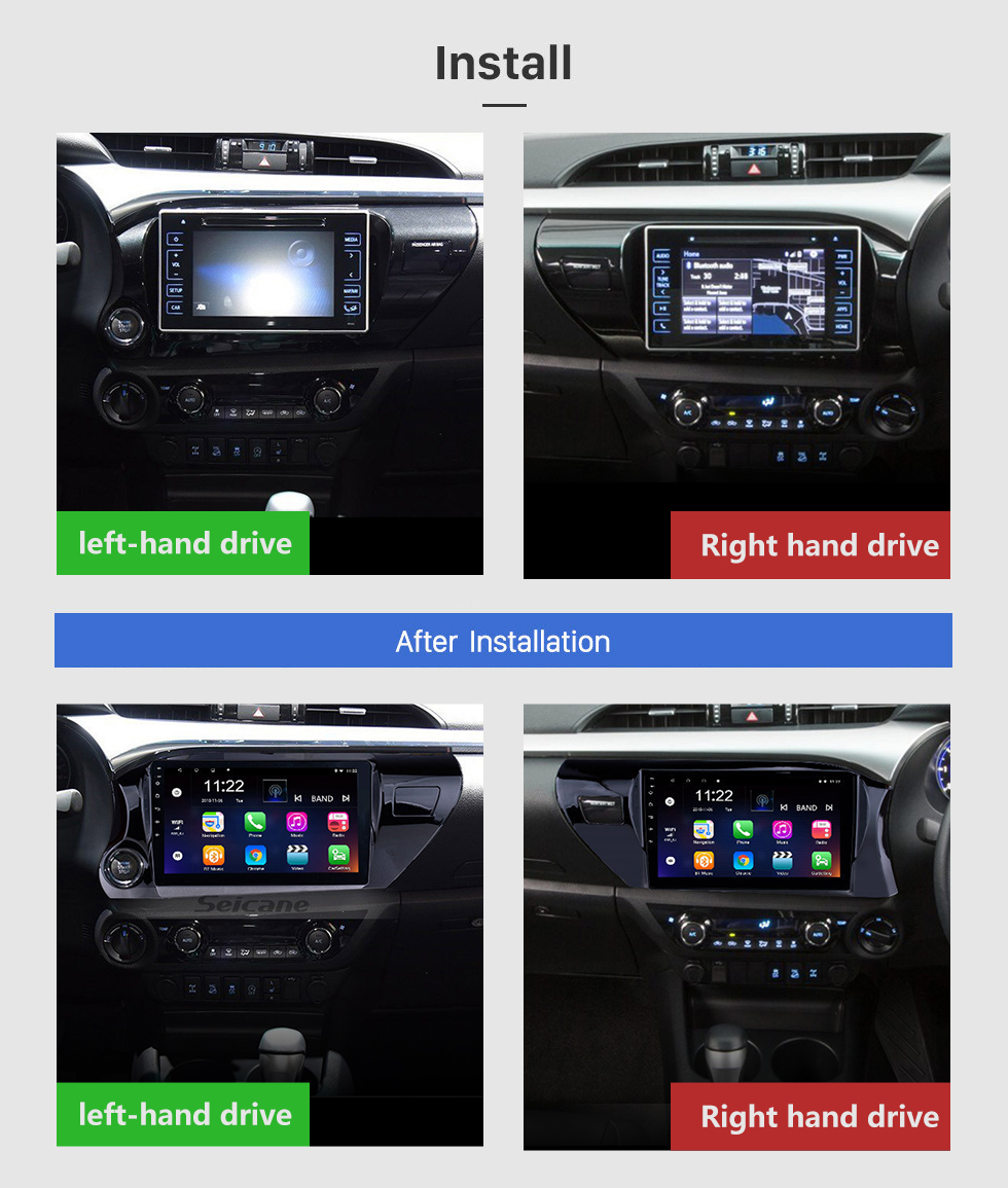 Seicane OEM HD Touchscreen 10,1 polegadas Android 12.0 Radio para 2016-2018 Toyota Hilux Bluetooth GPS Navi Head unit Steering Wheel Control WIFI Mirror Link TPMS USB FM