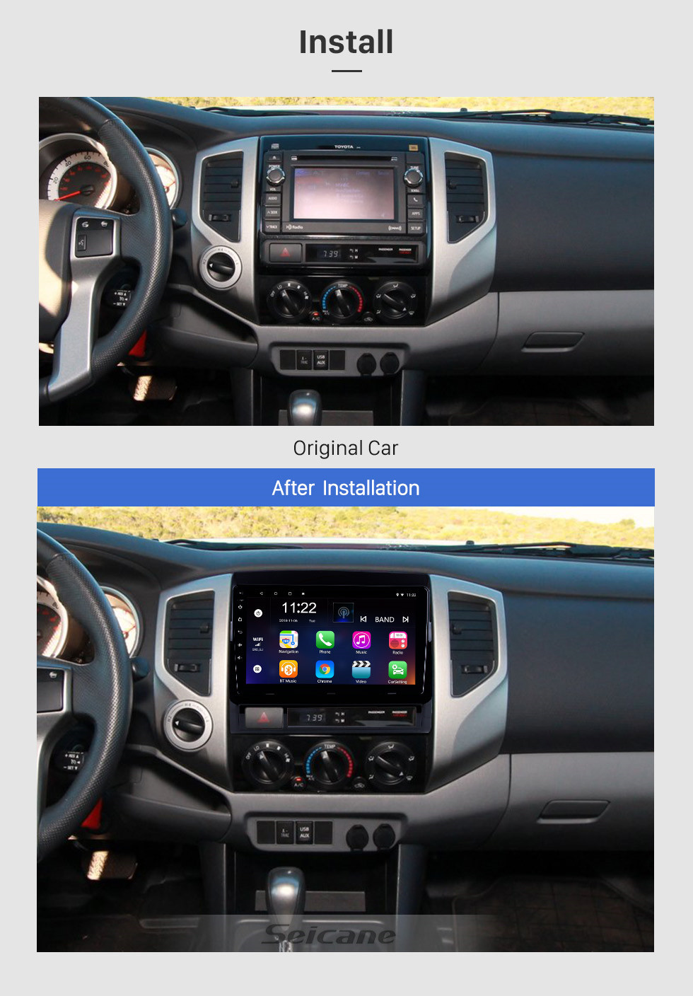 Seicane Android 13.0 GPS-Navigation 9-Zoll-Autoradio für 2005-2013 TOYOTA TACOMA / HILUX (Amerika-Version) LHD mit HD-Touchscreen-Lenkradsteuerung Wifi USB Bluetooth-Musik