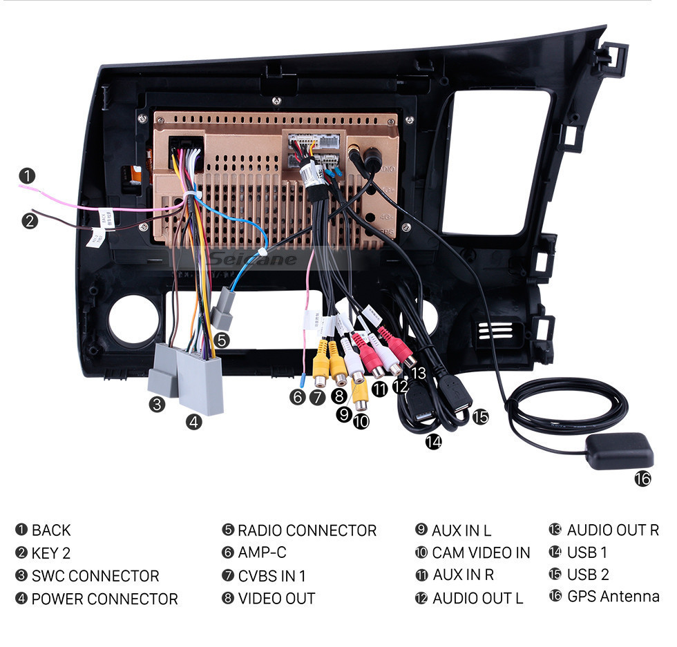 Seicane 10,1-дюймовый Android 13.0 для 2006-2011 Honda Civic LHD Radio Система GPS-навигации с сенсорным экраном HD Поддержка Bluetooth Carplay OBD2