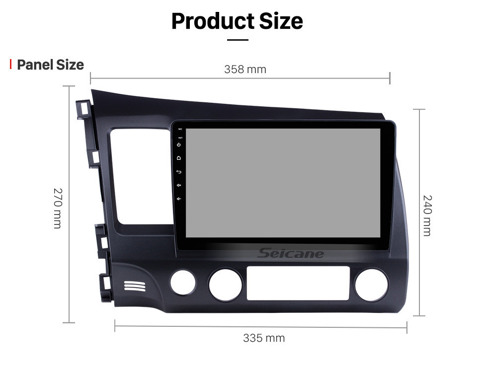 Seicane 10.1 inch Android 13.0 for 2006-2011 Honda Civic Radio GPS Navigation System With HD Touchscreen Bluetooth support Carplay OBD2