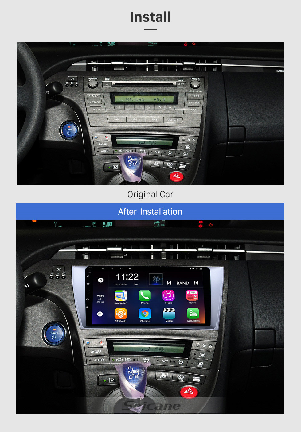 Seicane 9-дюймовый Android 10.0 HD 1024 * 600 с сенсорным экраном Радио для 2009-2013 Toyota Prius Левый водитель GPS-навигатор Bluetooth Музыка WiFi Зеркало Ссылка Камера заднего вида AUX