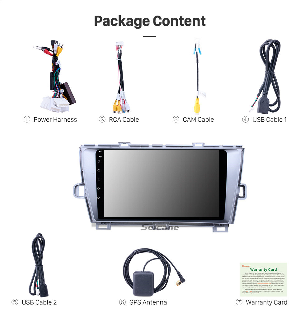 Seicane 9-дюймовый Android 10.0 HD 1024 * 600 с сенсорным экраном Радио для 2009-2013 Toyota Prius Левый водитель GPS-навигатор Bluetooth Музыка WiFi Зеркало Ссылка Камера заднего вида AUX