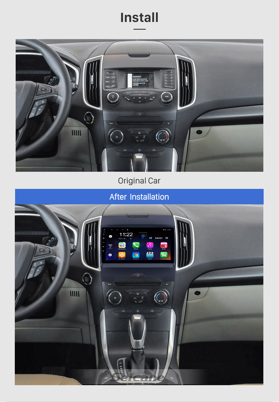 Seicane 9 pouces Android 13.0 2013 2014 2015 2016 2017 Ford Edge Radio Système de navigation GPS avec écran tactile HD Prise en charge Bluetooth WIFI Caméra de recul TPMS Commande au volant Lien miroir OBD2 DVR