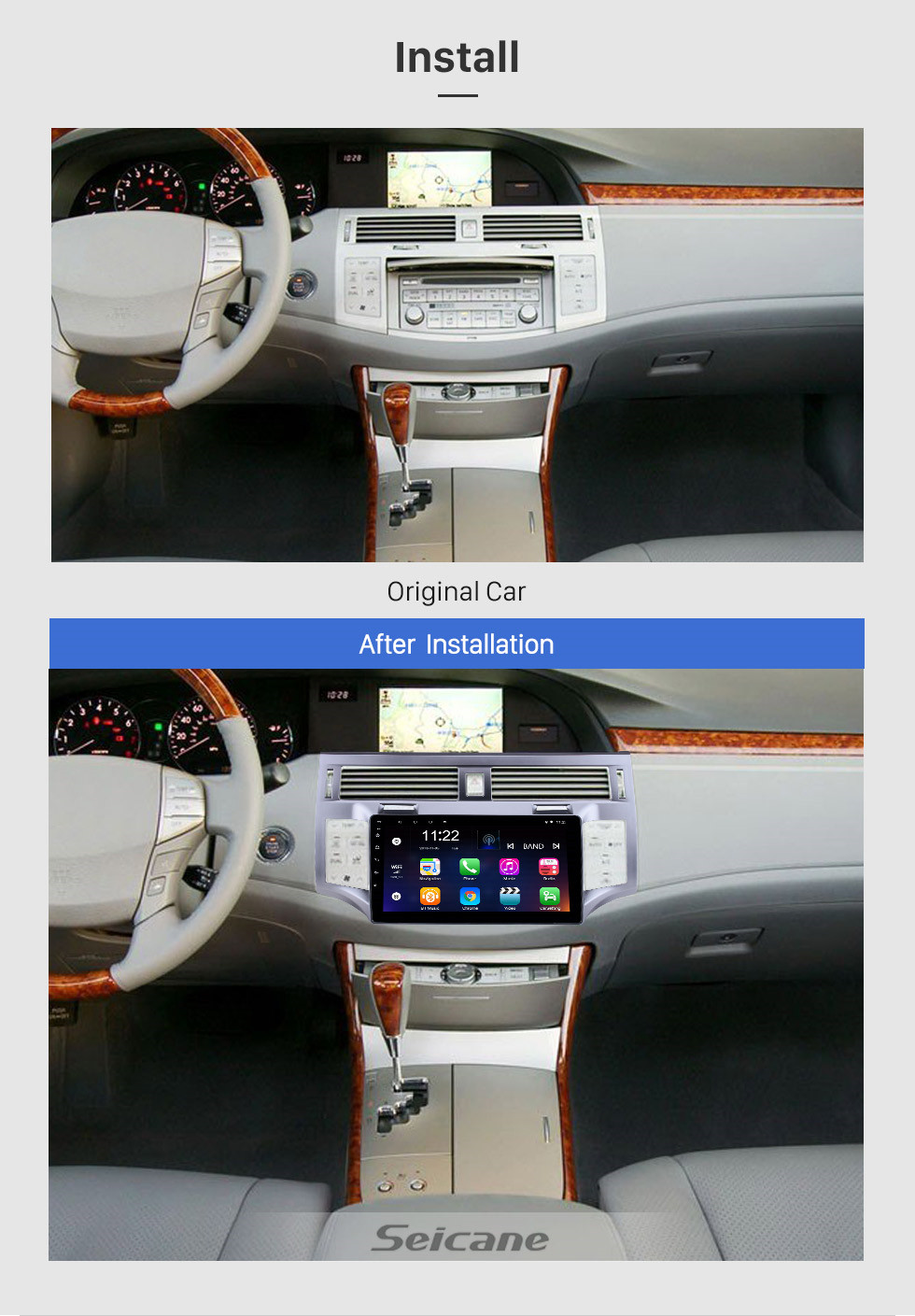 Seicane 2006 2007 2008 2009 2010 TOYOTA AVALON 9-дюймовый сенсорный экран Android 10.0 HD Автомобильная стереосистема GPS-навигационная система Радио Bluetooth WIFI Поддержка USB DAB + OBDII SWC