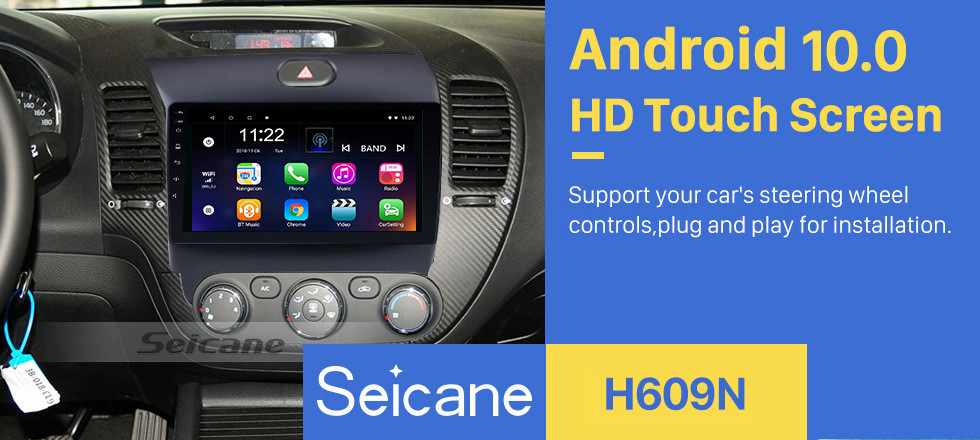 Seicane 9-дюймовый сенсорный экран HD 1024 * 600 Android 10.0 GPS-навигация Радио для 2013-2016 KIA K3 CERATO FORTE с Bluetooth USB WIFI OBD2 Зеркальная связь Камера заднего вида 1080P Видео
