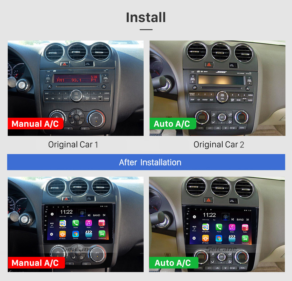 Seicane 9 Zoll HD Touchscreen Android 10.0 Radio Navigationssystem für 2008-2012 Nissan Teana ALTIMA Manueller A/C Multimedia Player mit WIFI FM USB Bluetooth Musikunterstützung Digital TV SWC TPMS Seicane 9 Zoll HD Touchscreen Android 10.0 Radio Navigationssystem für 2008-2012 Nissan Teana ALTIMA Manueller A/C Multimedia Player mit WIFI FM USB Bluetooth Musikunterstützung Digital TV SWC TPMS