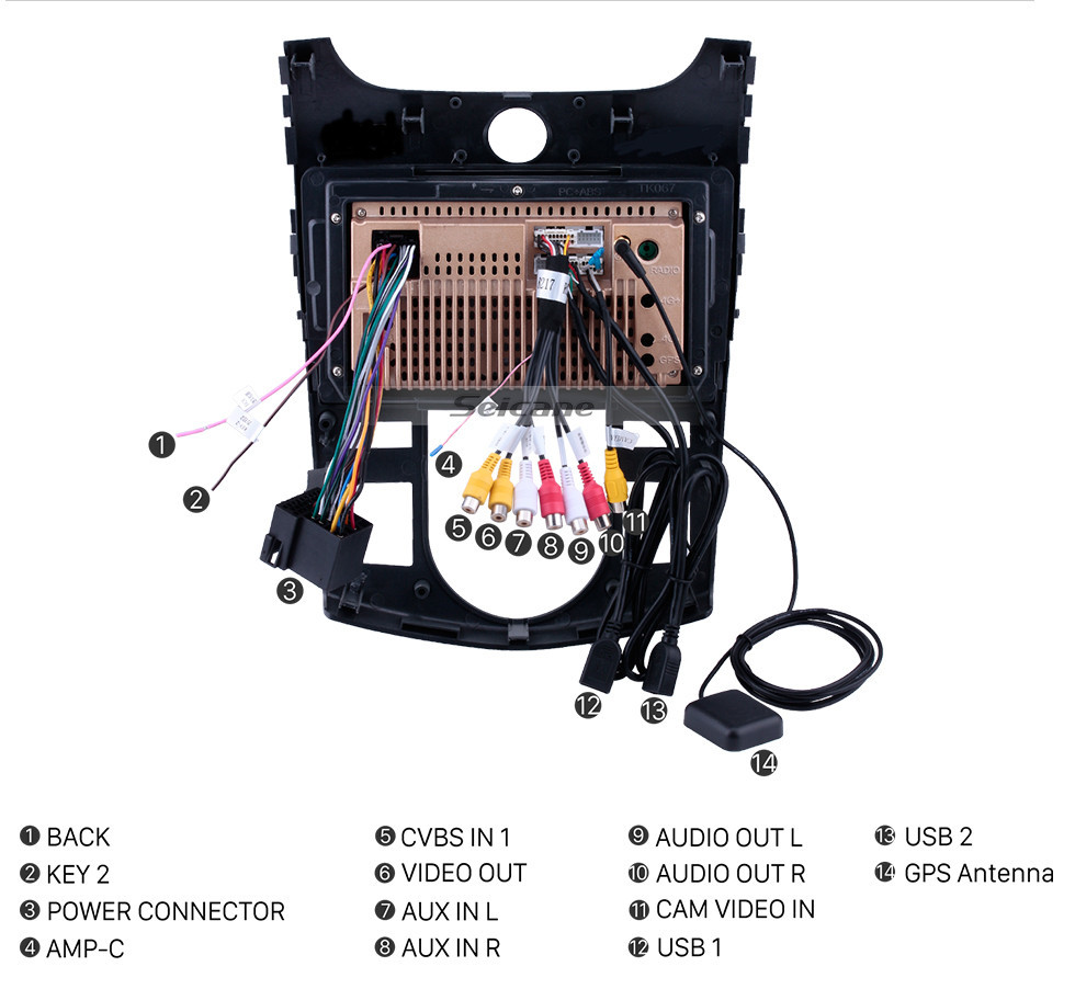 Seicane 9 inch for 2008-2012 KIA FORTE CERATO AT Auto Air-Conditioner version Android 13.0 Radio GPS Navigation system 1080P Video Bluetooth Music USB Rearview Camera 4G WIFI OBD2 
