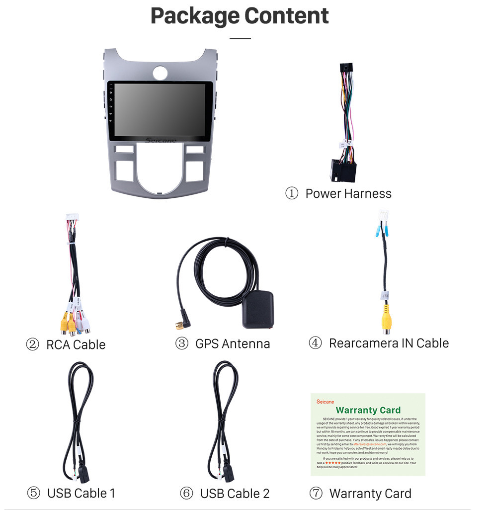 Seicane 9 pulgadas para 2008-2012 KIA FORTE CERATO AT Versión de aire acondicionado automático Android 13.0 Radio Sistema de navegación GPS 1080P Video Bluetooth Música USB Cámara de visión trasera 4G WIFI OBD2