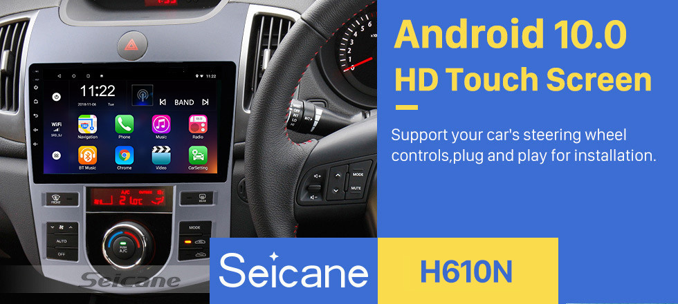 Seicane 9 inch for 2008-2012 KIA FORTE CERATO AT Auto Air-Conditioner version Android 13.0 Radio GPS Navigation system 1080P Video Bluetooth Music USB Rearview Camera 4G WIFI OBD2 