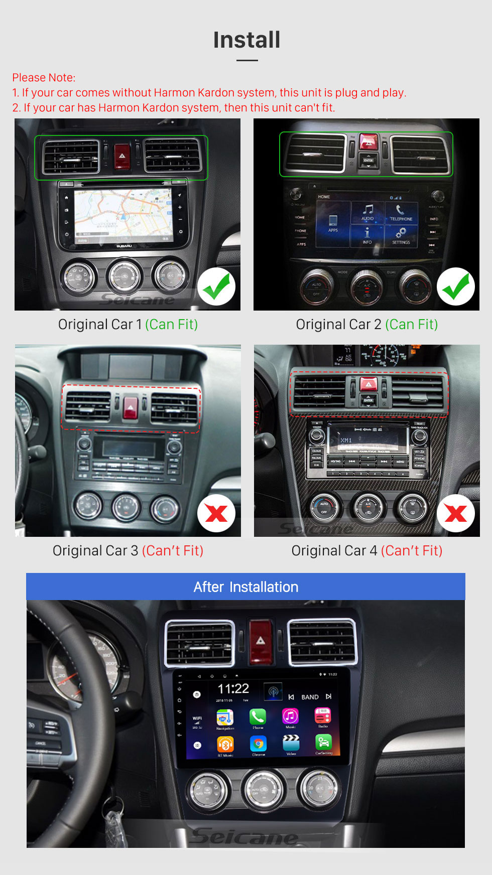 Seicane 9 Inch OEM Android 10.0 Radio Touch Screen Bluetooth GPS Navigation system For 2015 2016 2017 Subaru Forester Support  WiFi TPMS DVR OBD II Rear camera USB SD