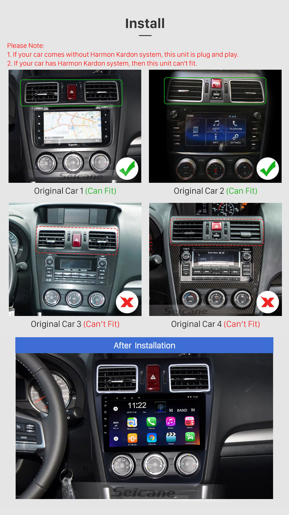 Seicane 9 Inch OEM Android 13.0 Radio Touch Screen Bluetooth GPS Navigation system For 2015 2016 2017 Subaru Forester with WiFi TPMS DVR OBD