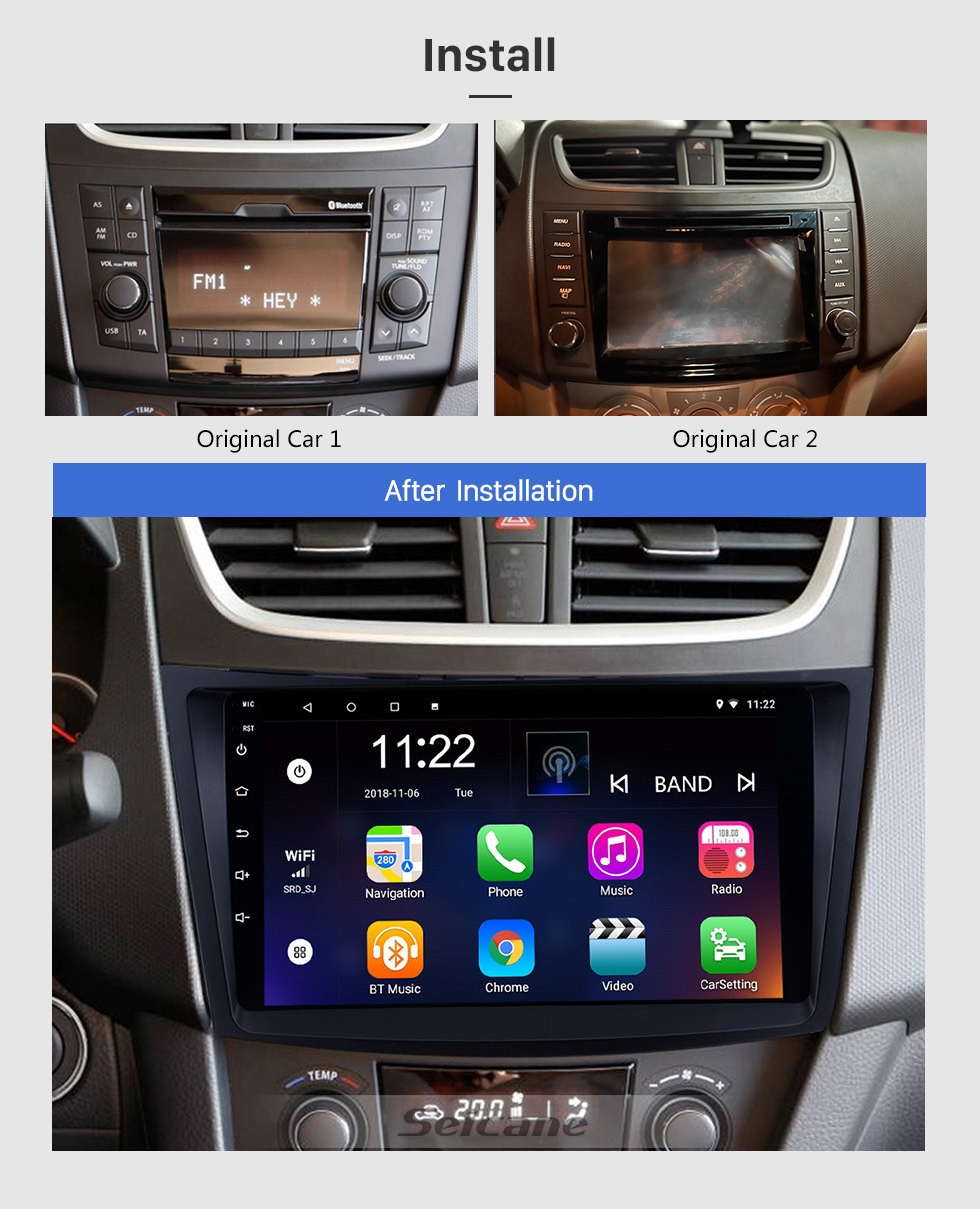 Seicane 9 Zoll Android 13.0 2011-2013 SUZUKI SWIFT Autoradio GPS-Navigation Audiosystem Bluetooth Musik USB WIFI unterstützt 1080P Video OBD2 DVR