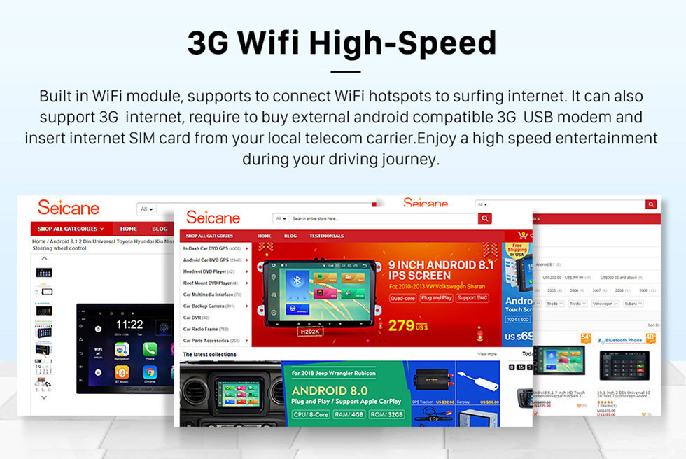 Seicane 9 pouces Android 13.0 2011-2013 SUZUKI SWIFT Radio auto matique navigation GPS Système audio Bluetooth Musique USB WIFI Prise en charge de 1080P Vidéo OBD2 DVR
