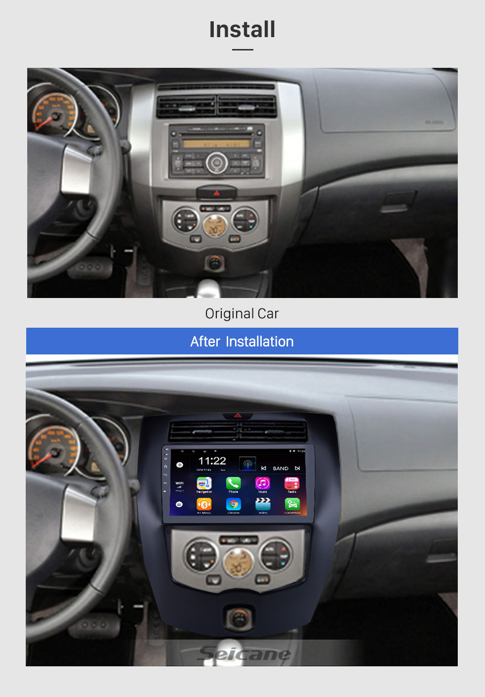 Seicane 2013 2014 2015 2016 nissan livina 10.1 polegada android 10.0 hd touchscreen rádio com sistema de navegação gps usb wifi bluetooth apoio controle de volante retrovisor câmera obd2 dvr