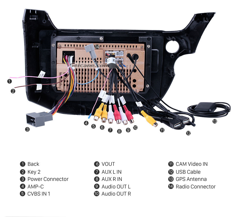 Seicane 2007 2008 2009-2013 Honda Fit Conducteur gauche 10.1 pouces Android 10.0 HD 1024 * 600 Système de navigation GPS à écran tactile avec Bluetooth WIFI Lien miroir Commande au volant