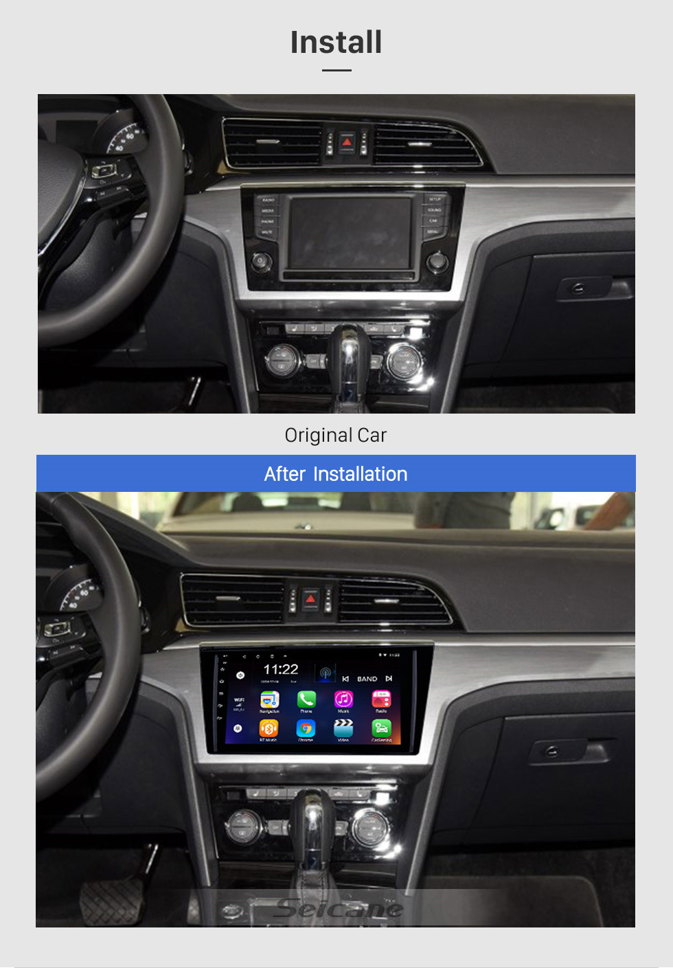 Seicane 9 pouces 1024 * 600 Écran Tactile 2015 2016 VW Volkswagen Lamando Android 10.0 Radio avec Bluetooth 3G WiFi OBD2 Lien Lien miroir 1080P Commande Au Volant Caméra de Recul
