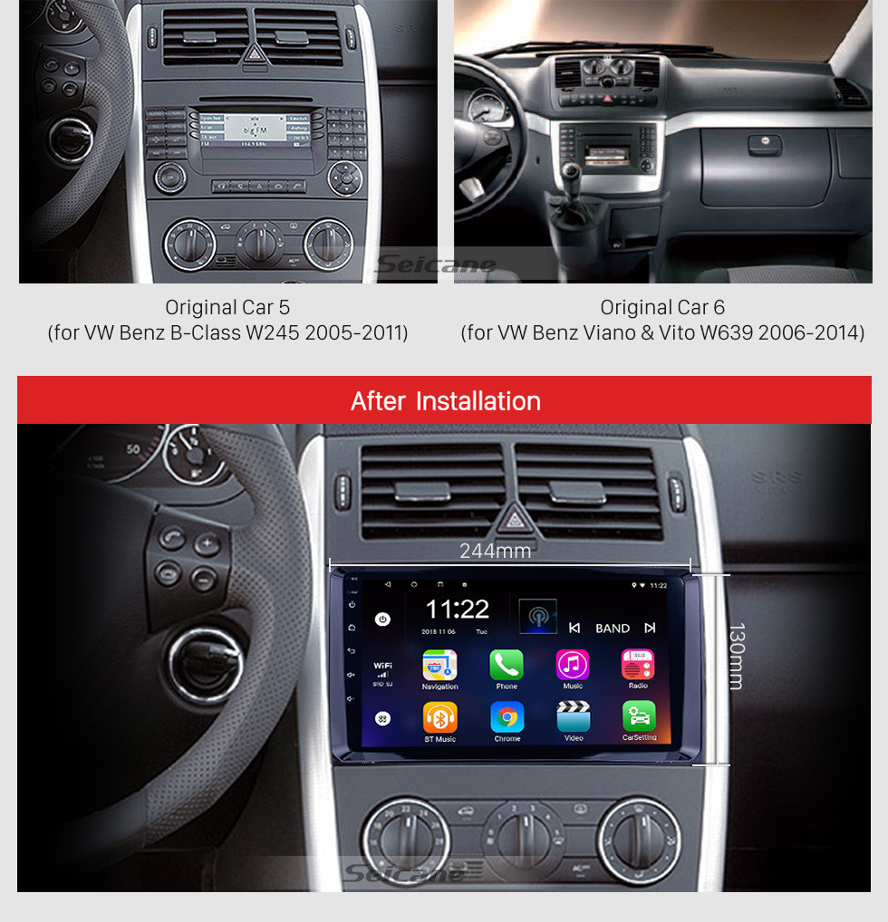Seicane 9 inch Android 10.0 GPS Navigation Radio for 2000-2015 VW Volkswagen Crafter Mercedes Benz Viano / Vito /B Class W245 /Sprinter /A Class W169 with Bluetooth WiFi Touchscreen support Carplay DVR Seicane 9 inch Android 10.0 GPS Navigation Radio for 2000-2015 VW Volkswagen Crafter Mercedes Benz Viano / Vito /B Class W245 /Sprinter /A Class W169 with Bluetooth WiFi Touchscreen support Carplay DVR