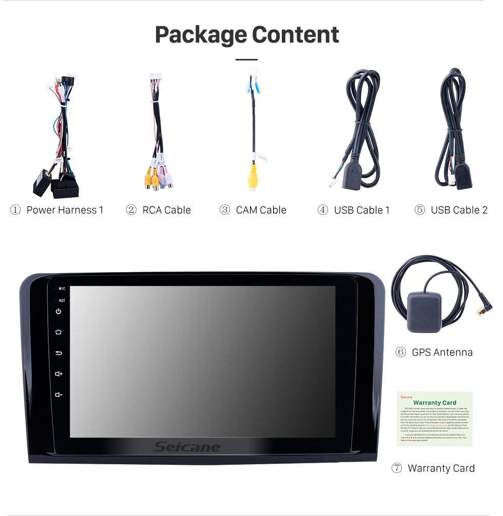 Seicane 9 Inch For 2005-2012 Mercedes Benz ML CLASS W164 ML350 ML430 ML450 ML500 Android 10.0 Capacitive Touch Screen Radio GPS Navigation system Bluetooth TPMS DVR OBD II Rear camera AUX USB SD 3G WiFi Seicane 9 Inch For 2005-2012 Mercedes Benz ML CLASS W164 ML350 ML430 ML450 ML500 Android 10.0 Capacitive Touch Screen Radio GPS Navigation system Bluetooth TPMS DVR OBD II Rear camera AUX USB SD 3G WiFi